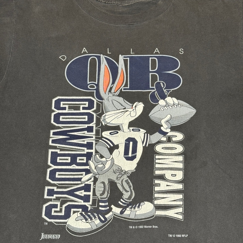 1993 90s Dallas Cowboys Bugs Bunny vintage T-shirt rare football space jam large - Picture 2 of 5